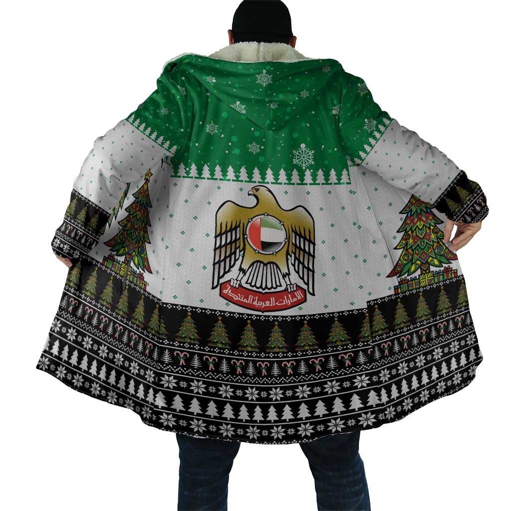 United Arab Emirates Christmas Cloak with Falcon Tree Design Snowflake Pattern and National Emblem - Wonder Print Shop