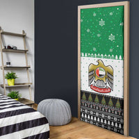 United Arab Emirates Christmas Door Cover with Falcon Tree Design Snowflake Pattern and National Emblem - Wonder Print Shop