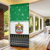 United Arab Emirates Christmas Door Cover with Falcon Tree Design Snowflake Pattern and National Emblem - Wonder Print Shop