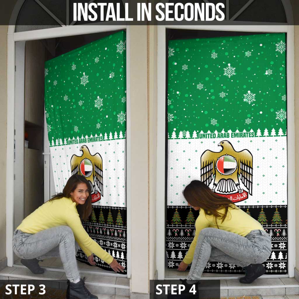 United Arab Emirates Christmas Door Cover with Falcon Tree Design Snowflake Pattern and National Emblem - Wonder Print Shop