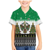 United Arab Emirates Christmas Family Matching Mermaid Dress and Hawaiian Shirt with Falcon Tree Design Snowflake Pattern and National Emblem - Wonder Print Shop