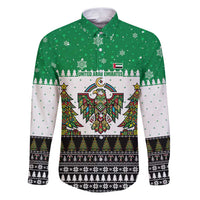 United Arab Emirates Christmas Family Matching Puletasi and Hawaiian Shirt with Falcon Tree Design Snowflake Pattern and National Emblem - Wonder Print Shop