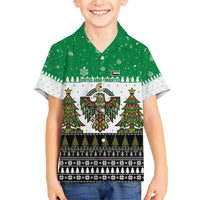 United Arab Emirates Christmas Family Matching Short Sleeve Bodycon Dress and Hawaiian Shirt with Falcon Tree Design Snowflake Pattern and National Emblem - Wonder Print Shop