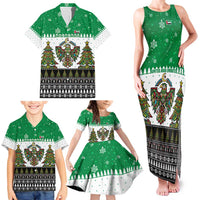 United Arab Emirates Christmas Family Matching Tank Maxi Dress and Hawaiian Shirt with Falcon Tree Design Snowflake Pattern and National Emblem - Wonder Print Shop
