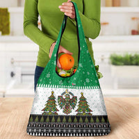 United Arab Emirates Christmas Grocery Bag with Falcon Tree Design Snowflake Pattern and National Emblem - Wonder Print Shop