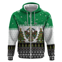 United Arab Emirates Christmas Hoodie with Falcon Tree Design Snowflake Pattern and National Emblem - Wonder Print Shop