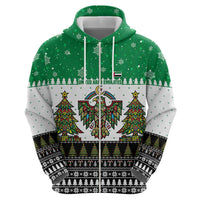 United Arab Emirates Christmas Hoodie with Falcon Tree Design Snowflake Pattern and National Emblem - Wonder Print Shop