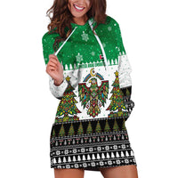 United Arab Emirates Christmas Hoodie Dress with Falcon Tree Design Snowflake Pattern and National Emblem - Wonder Print Shop