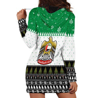 United Arab Emirates Christmas Hoodie Dress with Falcon Tree Design Snowflake Pattern and National Emblem - Wonder Print Shop