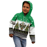 United Arab Emirates Christmas Kid Hoodie with Falcon Tree Design Snowflake Pattern and National Emblem - Wonder Print Shop