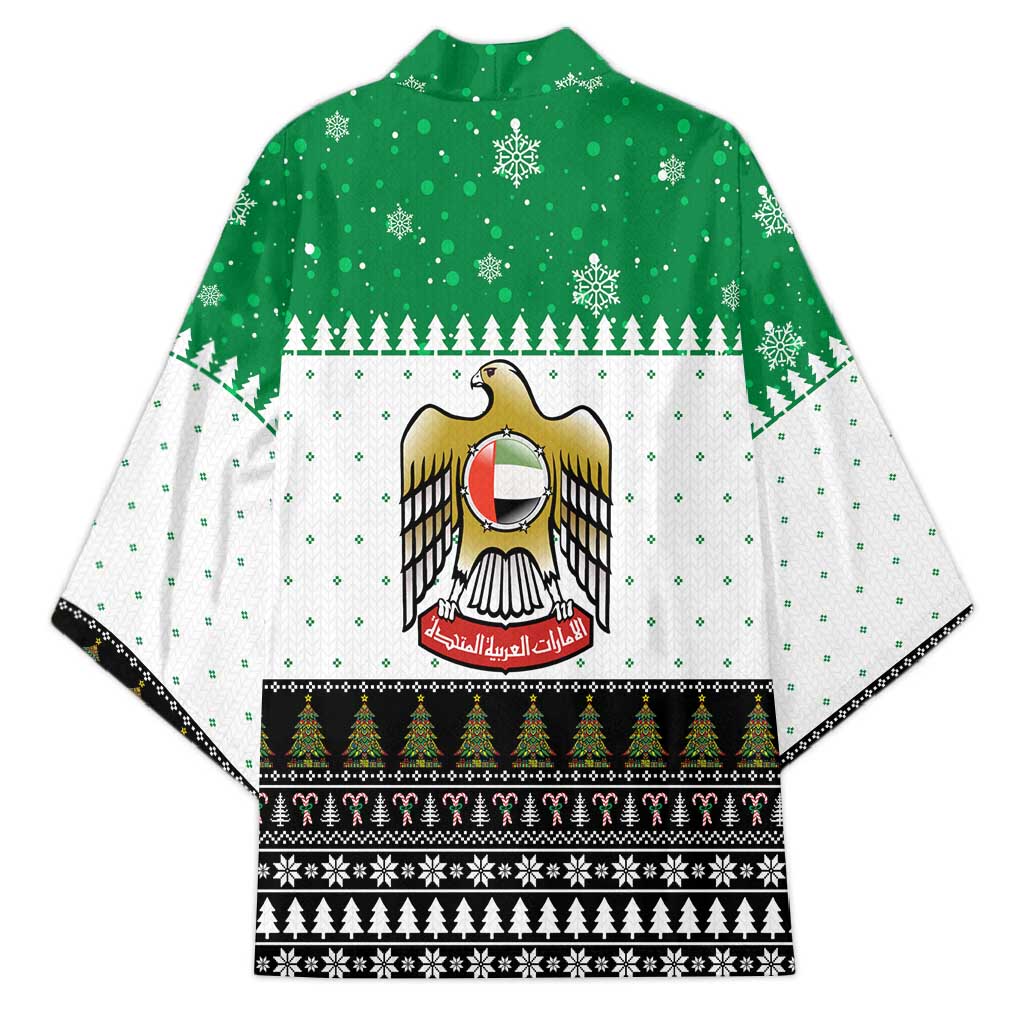United Arab Emirates Christmas Kimono with Falcon Tree Design Snowflake Pattern and National Emblem - Wonder Print Shop