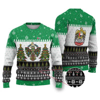 United Arab Emirates Christmas Ugly Christmas Sweater with Falcon Tree Design Snowflake Pattern and National Emblem - Wonder Print Shop