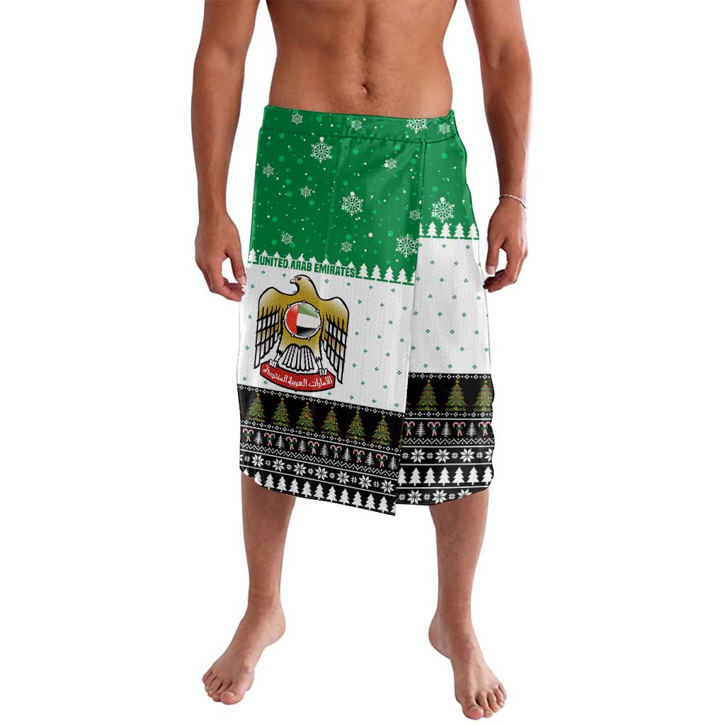 United Arab Emirates Christmas Lavalava with Falcon Tree Design Snowflake Pattern and National Emblem - Wonder Print Shop