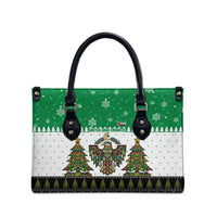 United Arab Emirates Christmas Leather Bag with Falcon Tree Design Snowflake Pattern and National Emblem - Wonder Print Shop