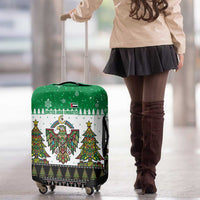 United Arab Emirates Christmas Luggage Cover with Falcon Tree Design Snowflake Pattern and National Emblem - Wonder Print Shop