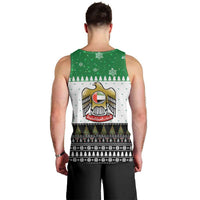 United Arab Emirates Christmas Men Tank Top with Falcon Tree Design Snowflake Pattern and National Emblem - Wonder Print Shop