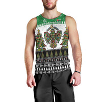 United Arab Emirates Christmas Men Tank Top with Falcon Tree Design Snowflake Pattern and National Emblem - Wonder Print Shop