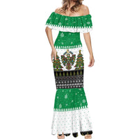 United Arab Emirates Christmas Mermaid Dress with Falcon Tree Design Snowflake Pattern and National Emblem - Wonder Print Shop