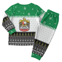 United Arab Emirates Christmas Pajama Set with Falcon Tree Design Snowflake Pattern and National Emblem - Wonder Print Shop