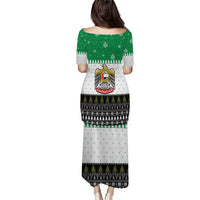 United Arab Emirates Christmas Puletasi with Falcon Tree Design Snowflake Pattern and National Emblem - Wonder Print Shop