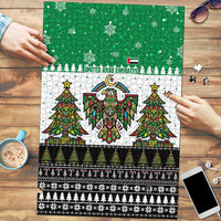 United Arab Emirates Christmas Puzzle with Falcon Tree Design Snowflake Pattern and National Emblem - Wonder Print Shop