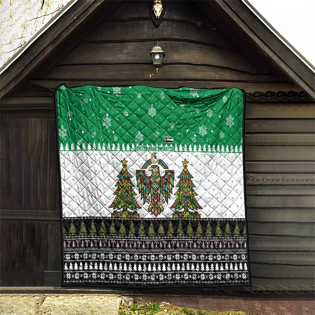 United Arab Emirates Christmas Quilt with Falcon Tree Design Snowflake Pattern and National Emblem - Wonder Print Shop