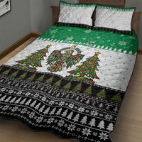 United Arab Emirates Christmas Quilt Bed Set with Falcon Tree Design Snowflake Pattern and National Emblem - Wonder Print Shop
