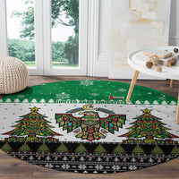 United Arab Emirates Christmas Round Carpet with Falcon Tree Design Snowflake Pattern and National Emblem - Wonder Print Shop