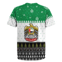 United Arab Emirates Christmas Rugby Jersey with Falcon Tree Design Snowflake Pattern and National Emblem - Wonder Print Shop