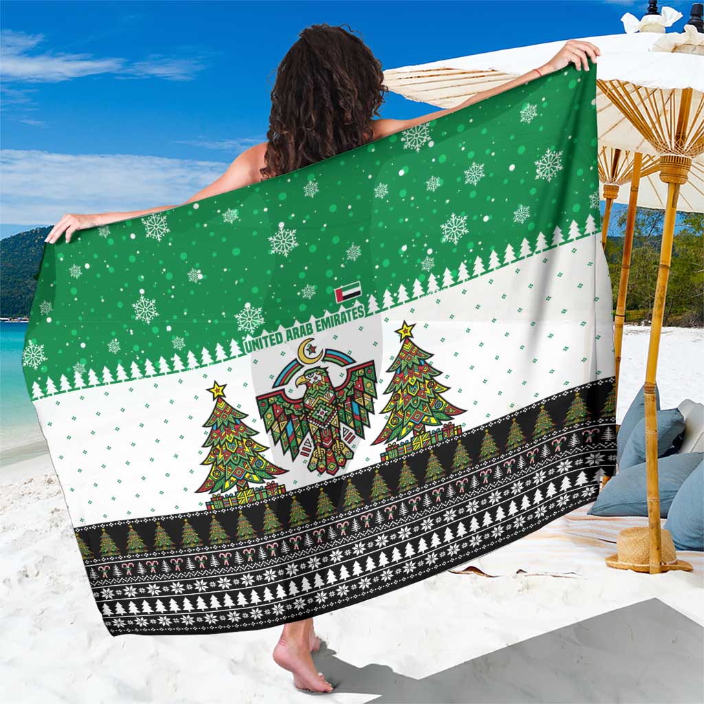 United Arab Emirates Christmas Sarong with Falcon Tree Design Snowflake Pattern and National Emblem - Wonder Print Shop