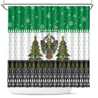 United Arab Emirates Christmas Shower Curtain with Falcon Tree Design Snowflake Pattern and National Emblem - Wonder Print Shop