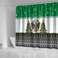 United Arab Emirates Christmas Shower Curtain with Falcon Tree Design Snowflake Pattern and National Emblem - Wonder Print Shop
