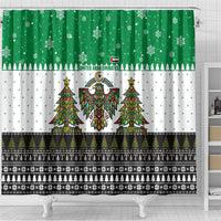 United Arab Emirates Christmas Shower Curtain with Falcon Tree Design Snowflake Pattern and National Emblem - Wonder Print Shop