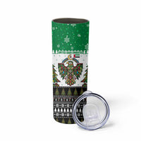 United Arab Emirates Christmas Skinny Tumbler with Falcon Tree Design Snowflake Pattern and National Emblem - Wonder Print Shop