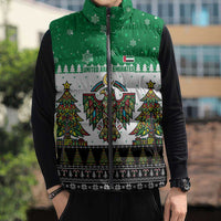 United Arab Emirates Christmas Sleeveless Puffer Jacket with Falcon Tree Design Snowflake Pattern and National Emblem - Wonder Print Shop