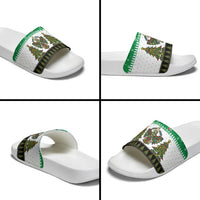 United Arab Emirates Christmas Slide Sandals with Falcon Tree Design Snowflake Pattern and National Emblem - Wonder Print Shop
