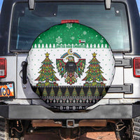 United Arab Emirates Christmas Spare Tire Cover with Falcon Tree Design Snowflake Pattern and National Emblem - Wonder Print Shop