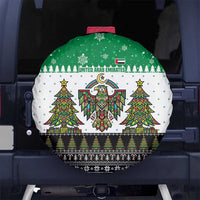 United Arab Emirates Christmas Spare Tire Cover with Falcon Tree Design Snowflake Pattern and National Emblem - Wonder Print Shop