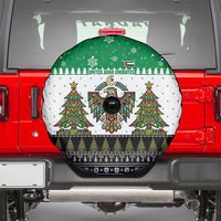 United Arab Emirates Christmas Spare Tire Cover with Falcon Tree Design Snowflake Pattern and National Emblem - Wonder Print Shop