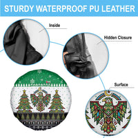 United Arab Emirates Christmas Spare Tire Cover with Falcon Tree Design Snowflake Pattern and National Emblem - Wonder Print Shop