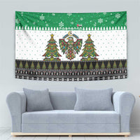 United Arab Emirates Christmas Tapestry with Falcon Tree Design Snowflake Pattern and National Emblem - Wonder Print Shop