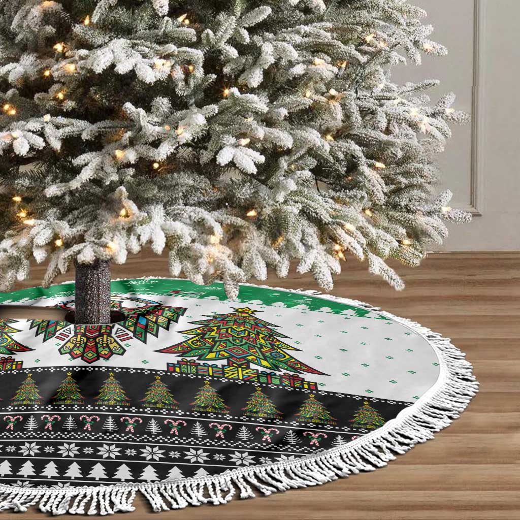 United Arab Emirates Christmas Tree Skirt with Falcon Tree Design Snowflake Pattern and National Emblem - Wonder Print Shop