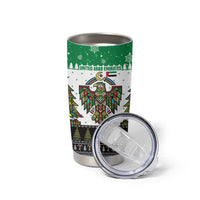 United Arab Emirates Christmas Tumbler Cup with Falcon Tree Design Snowflake Pattern and National Emblem - Wonder Print Shop