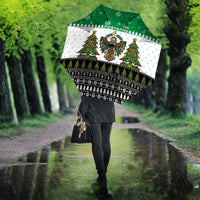 United Arab Emirates Christmas Umbrella with Falcon Tree Design Snowflake Pattern and National Emblem - Wonder Print Shop