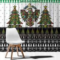 United Arab Emirates Christmas Window Curtain with Falcon Tree Design Snowflake Pattern and National Emblem - Wonder Print Shop