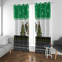 United Arab Emirates Christmas Window Curtain with Falcon Tree Design Snowflake Pattern and National Emblem - Wonder Print Shop