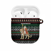 United Arab Emirates Christmas AirPods Case with Santa Riding Cheetah Black Snowflake Pattern and Palm Tree - Wonder Print Shop
