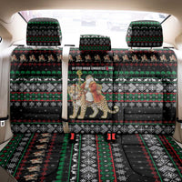 United Arab Emirates Christmas Back Car Seat Cover with Santa Riding Cheetah Black Snowflake Pattern and Palm Tree - Wonder Print Shop
