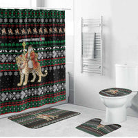 United Arab Emirates Christmas Bathroom Set with Santa Riding Cheetah Black Snowflake Pattern and Palm Tree - Wonder Print Shop
