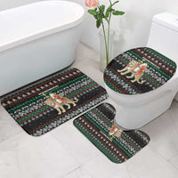 United Arab Emirates Christmas Bathroom Set with Santa Riding Cheetah Black Snowflake Pattern and Palm Tree - Wonder Print Shop
